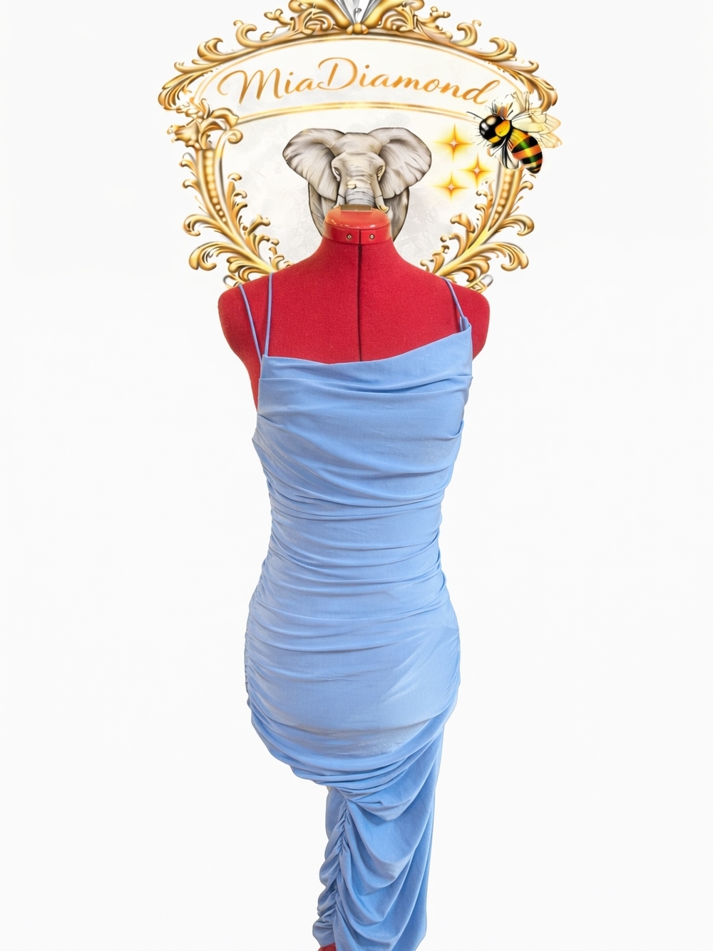 SHEIN Light Blue One-Shoulder Ruched Dress